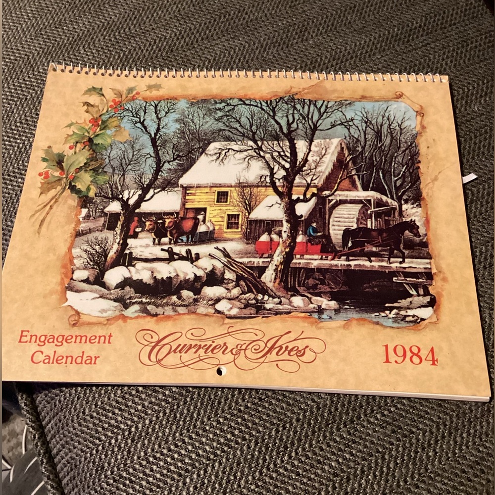 Vintage Currier and Ives Engagement Calendar 1984 8x10 NOS